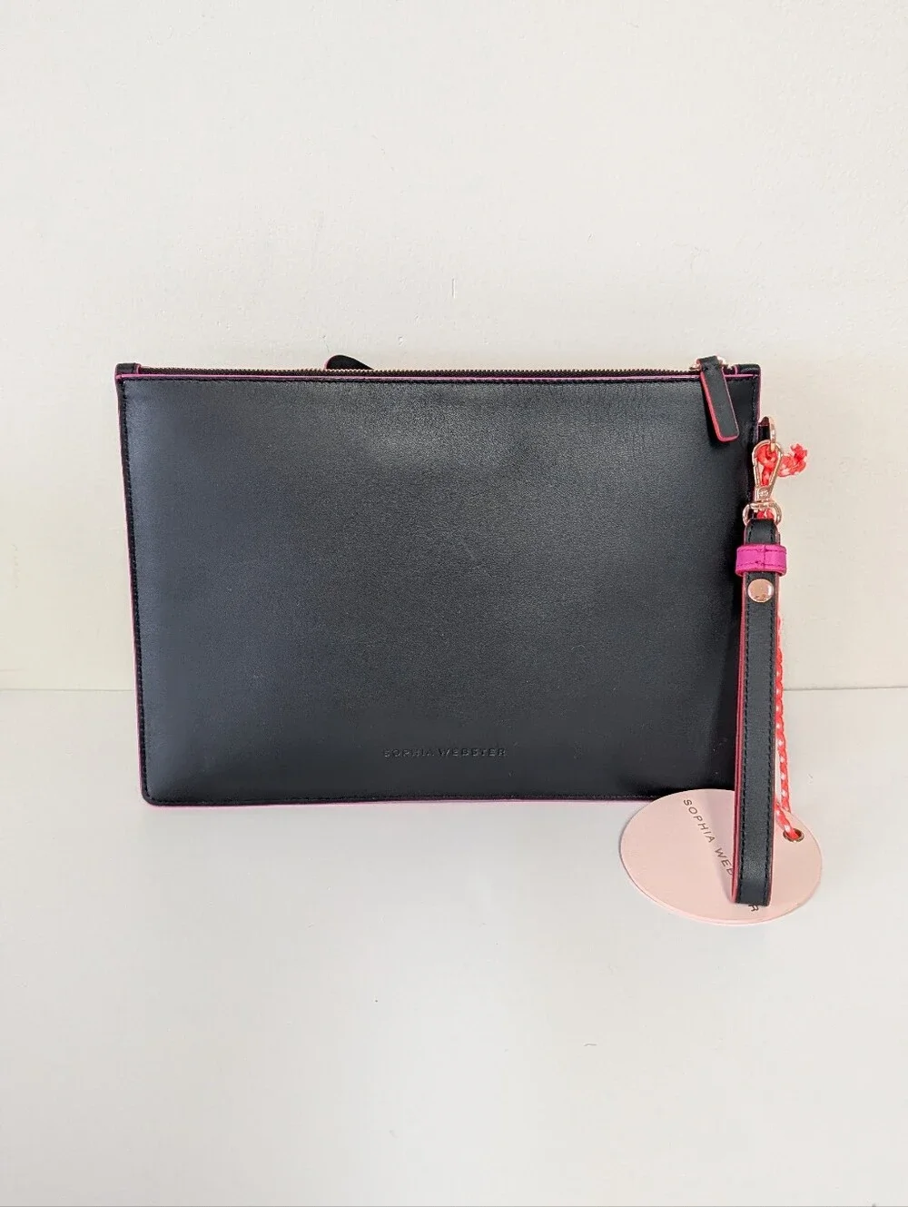 NWT Sophia Webster Flossy Leopard Fuchsia butterfly clutch